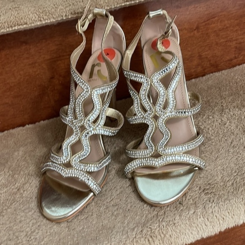 Rhinestone Open Toe Heels Sandals Size 7 - Picture 6 of 9